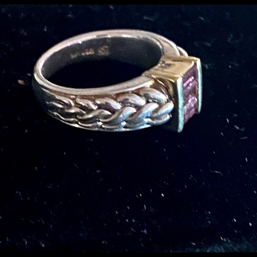Estate 14k and silver tournaline ring